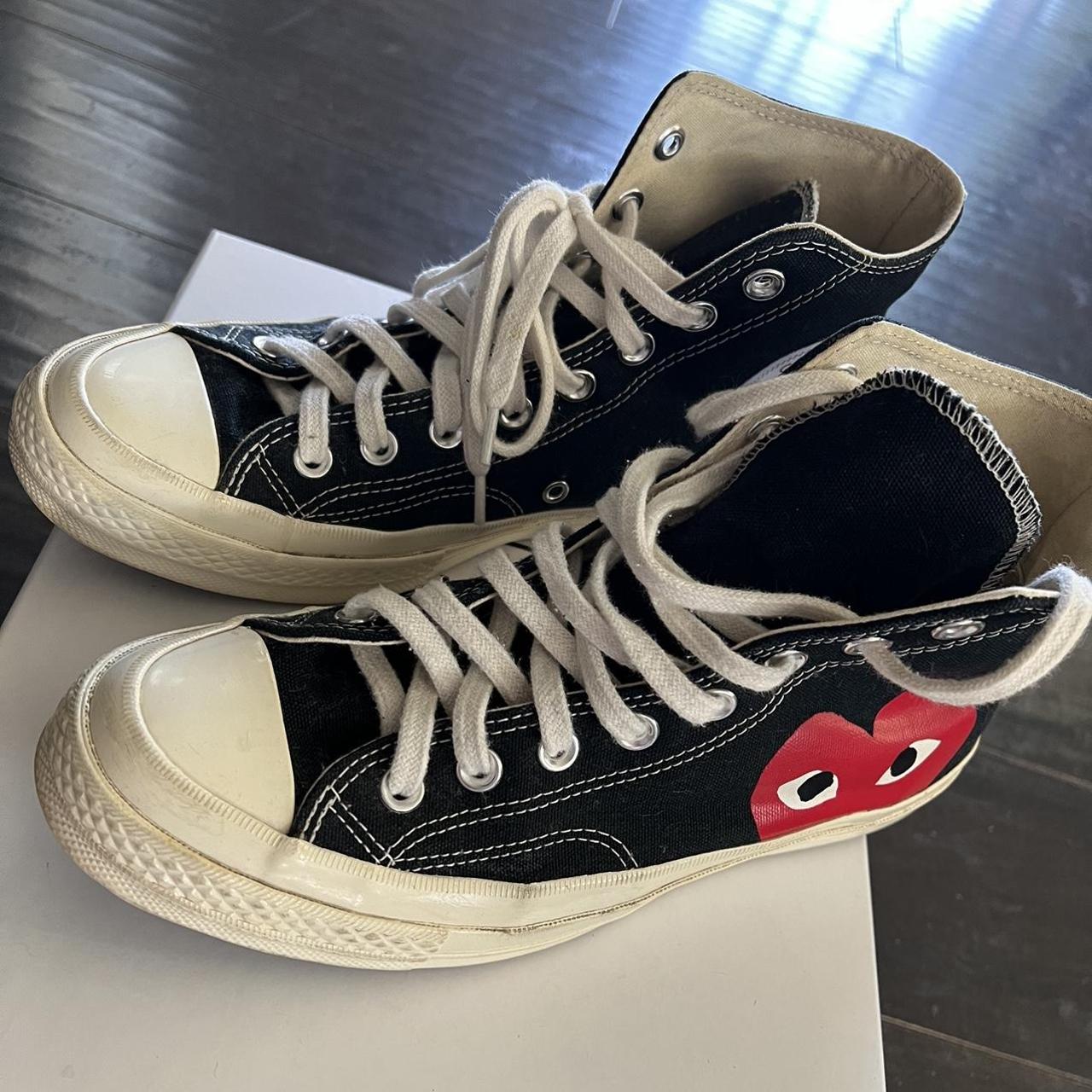 Comme des Garçons Men's Black and White Trainers | Depop