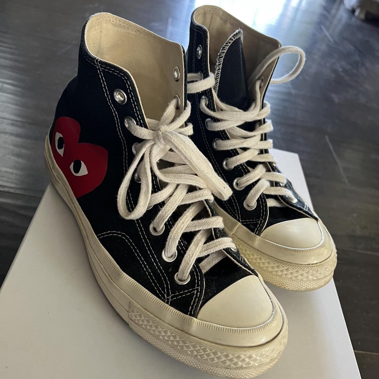 Comme des Garçons Men's Black and White Trainers | Depop