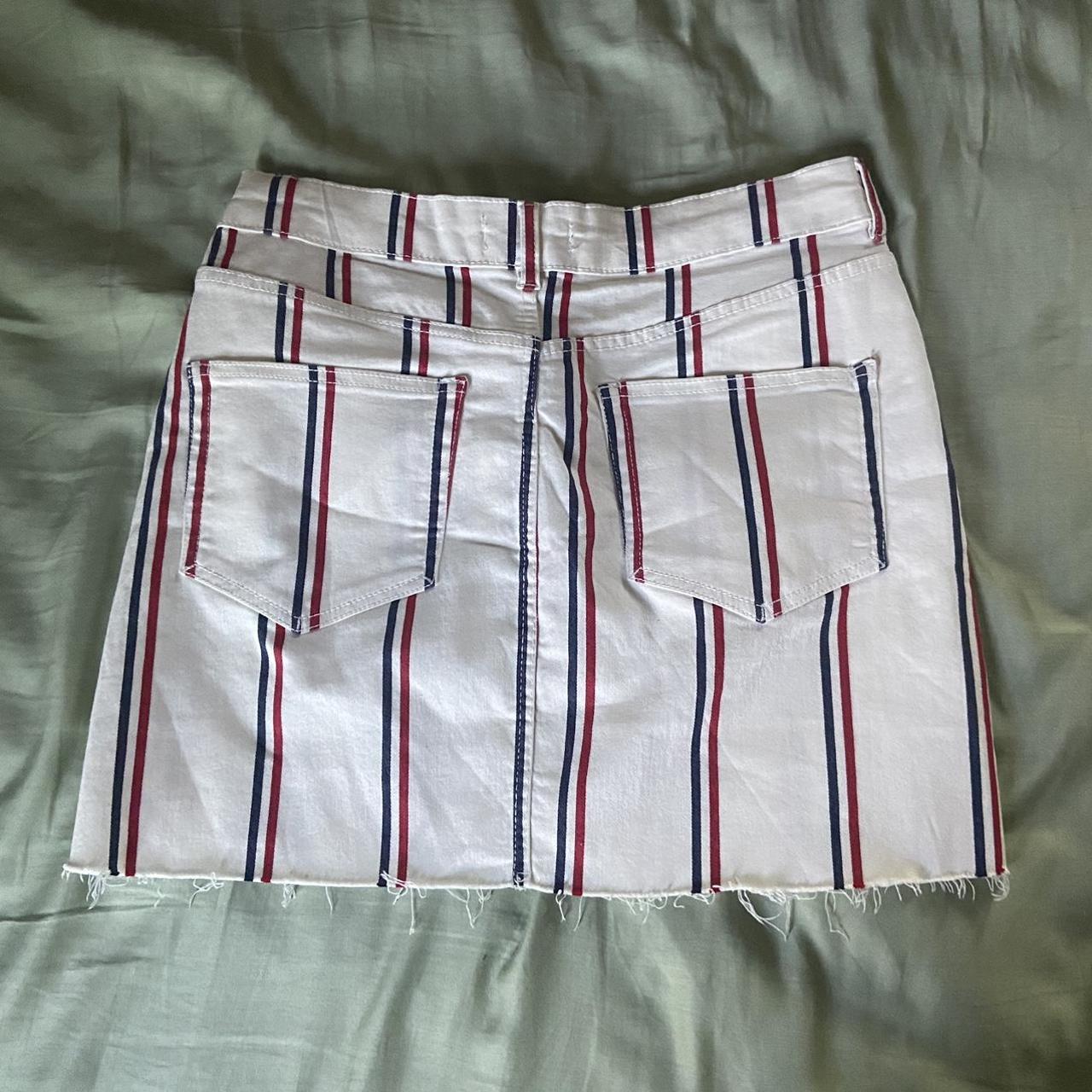 Bershka Womens White And Red Skirt Depop