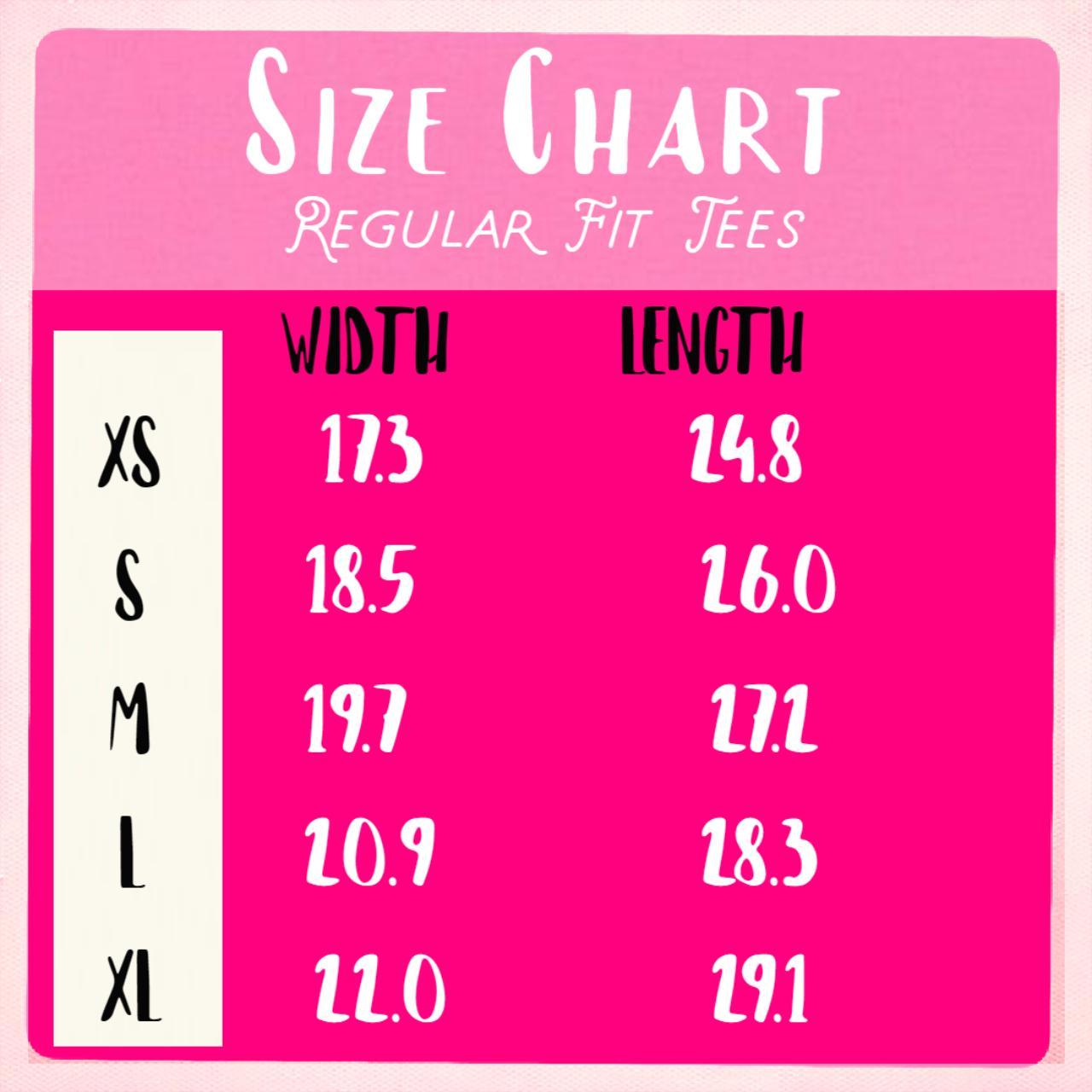 SIZE CHART REGULAR FIT TEES! 🍓All sizes available... - Depop