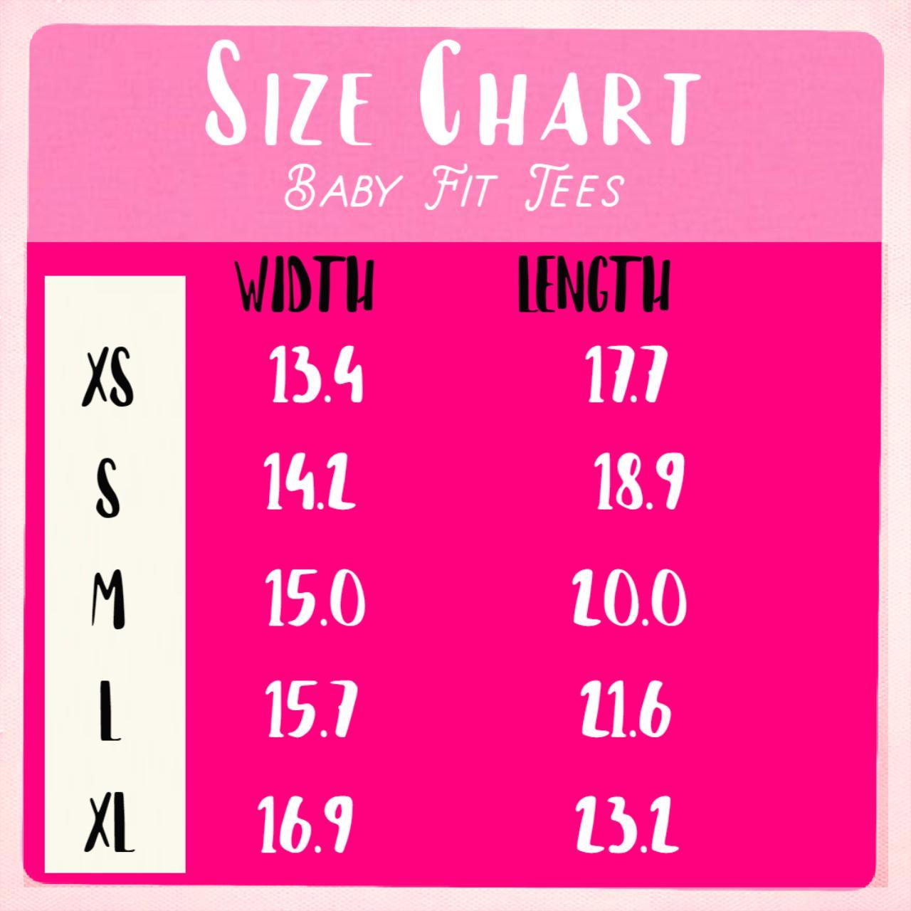 SIZE CHART BABY FIT TEES! 🍓All sizes available on... - Depop