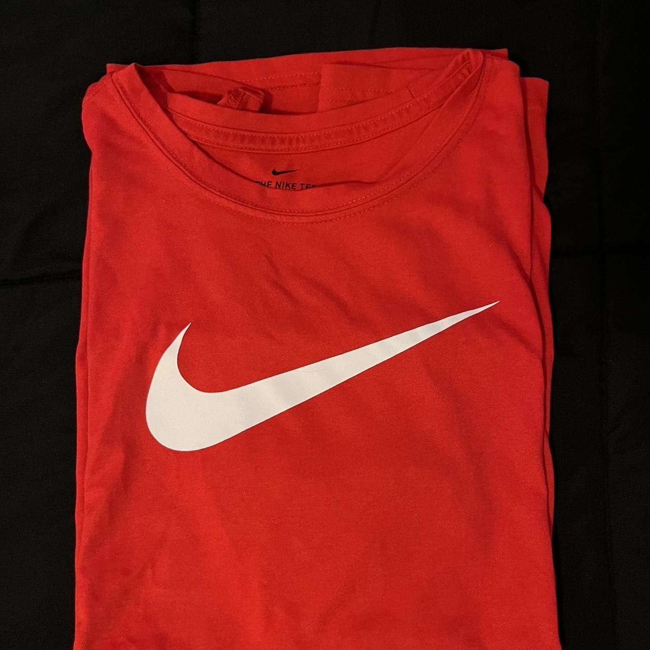 Nike Red and White T-shirt | Depop