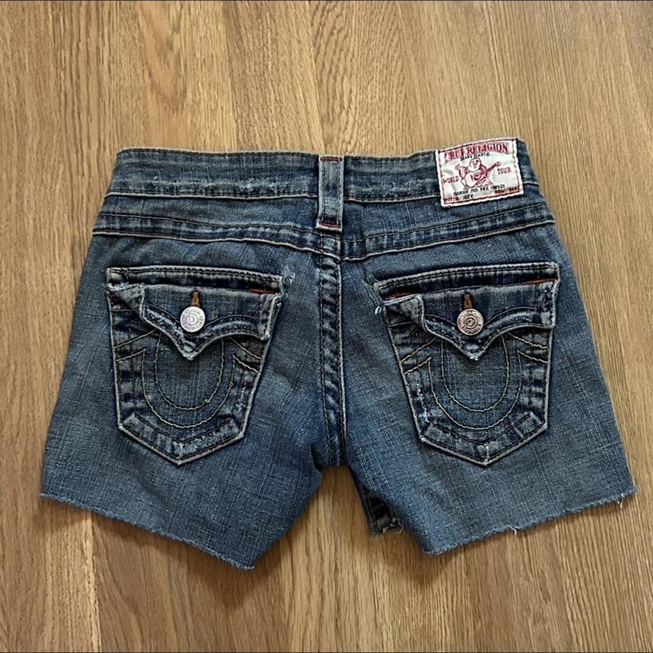 Low Rise True religion shorts. Size 24.... - Depop