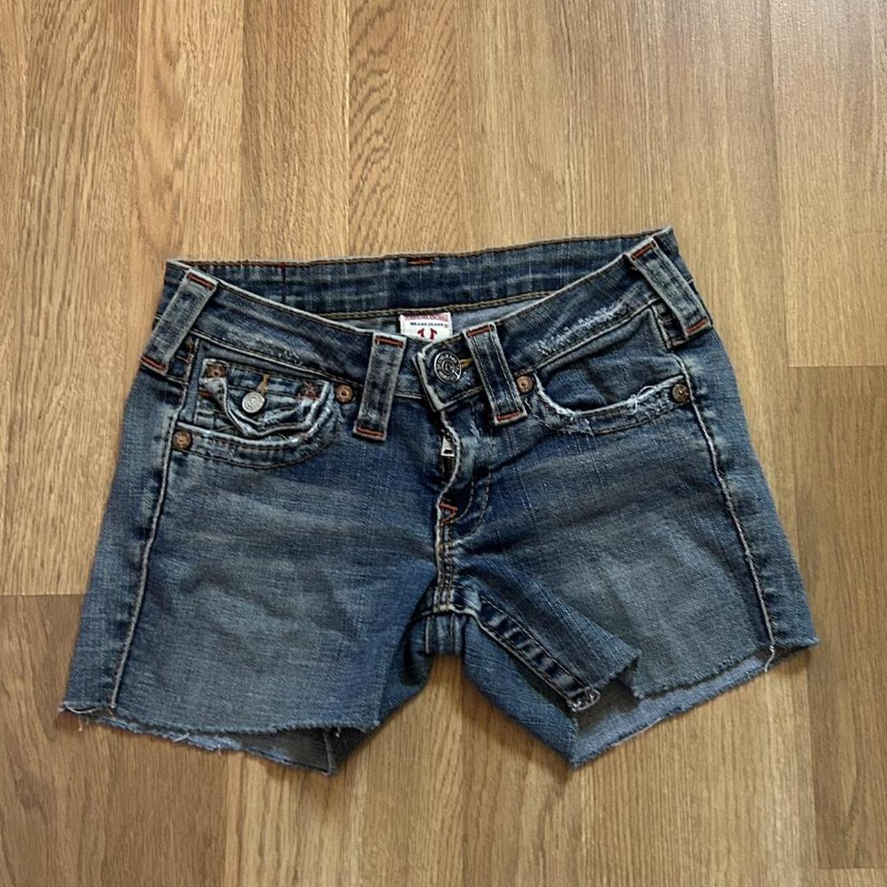 Low Rise True religion shorts. Size 24.... - Depop