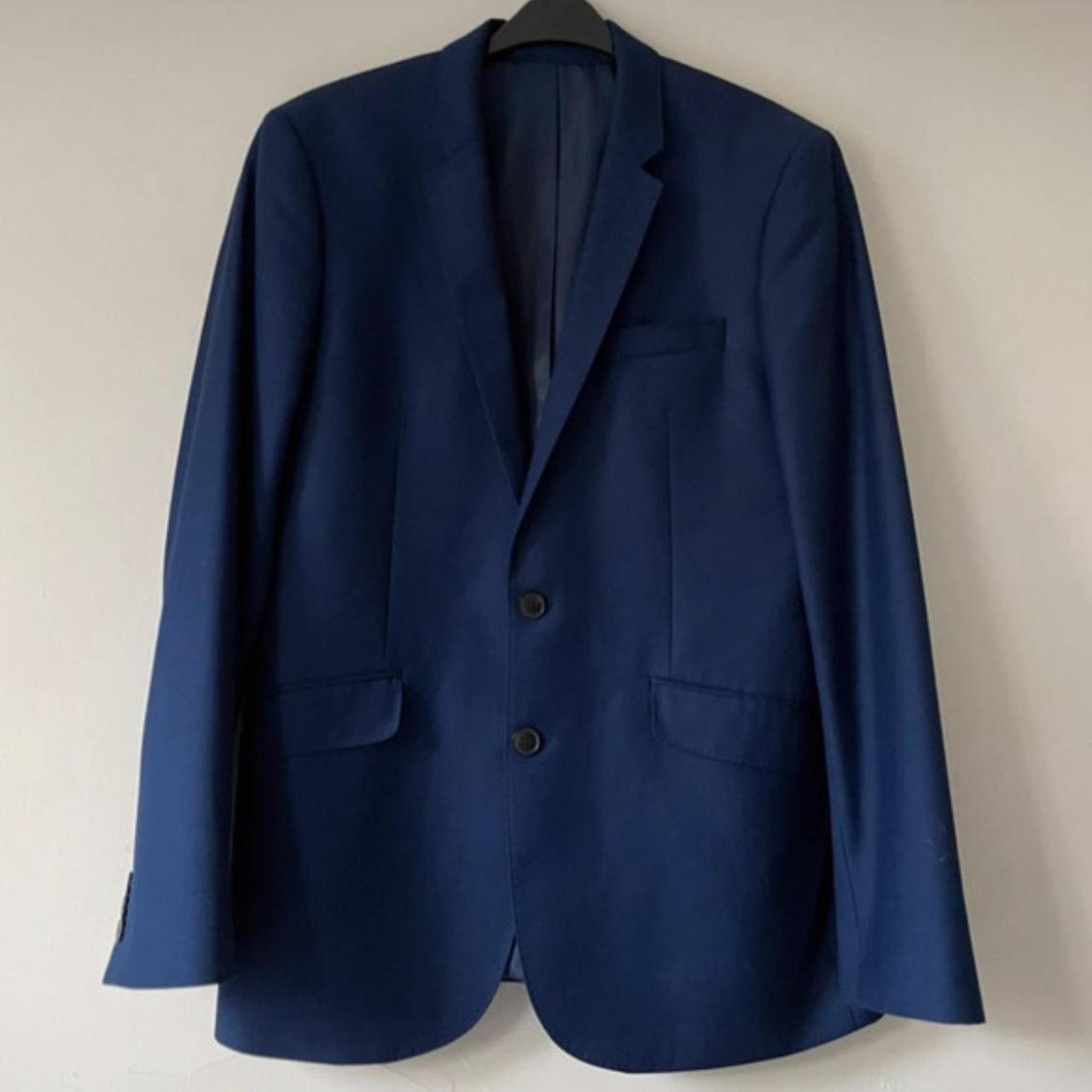 Topman Men's Blue and Black Tailored-jackets | Depop