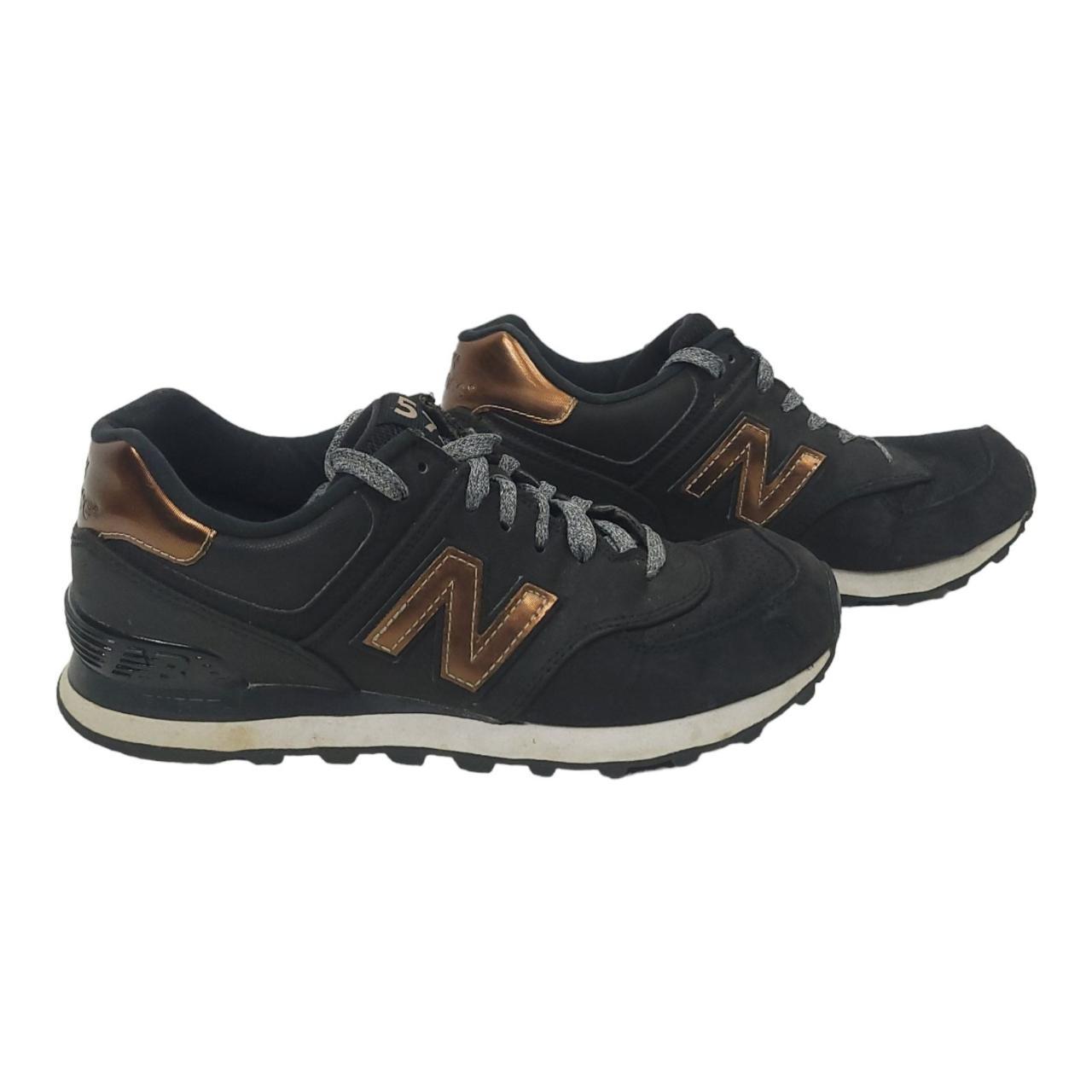 New balance 574 womens black best sale and gold