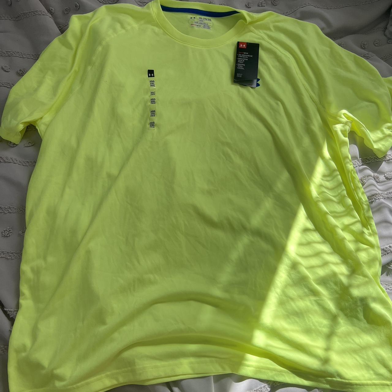 Men’s 2XL under armor neon green sports shirt - Depop