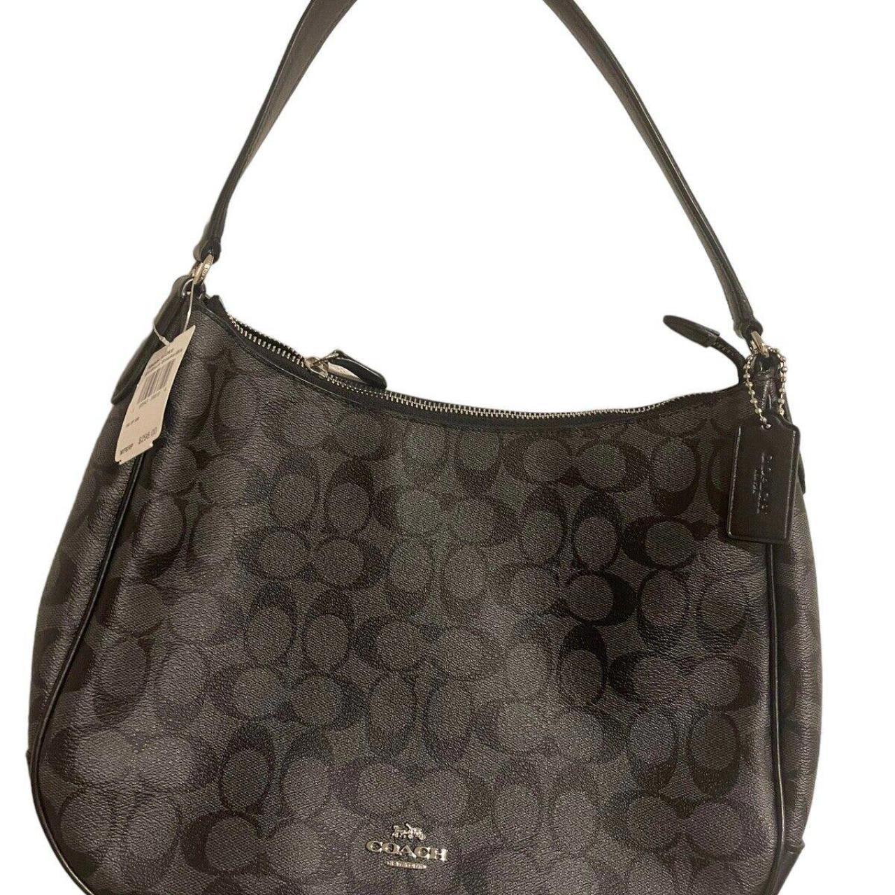 Coach Zip Shoulder Bag Signature Canvas Black... Depop