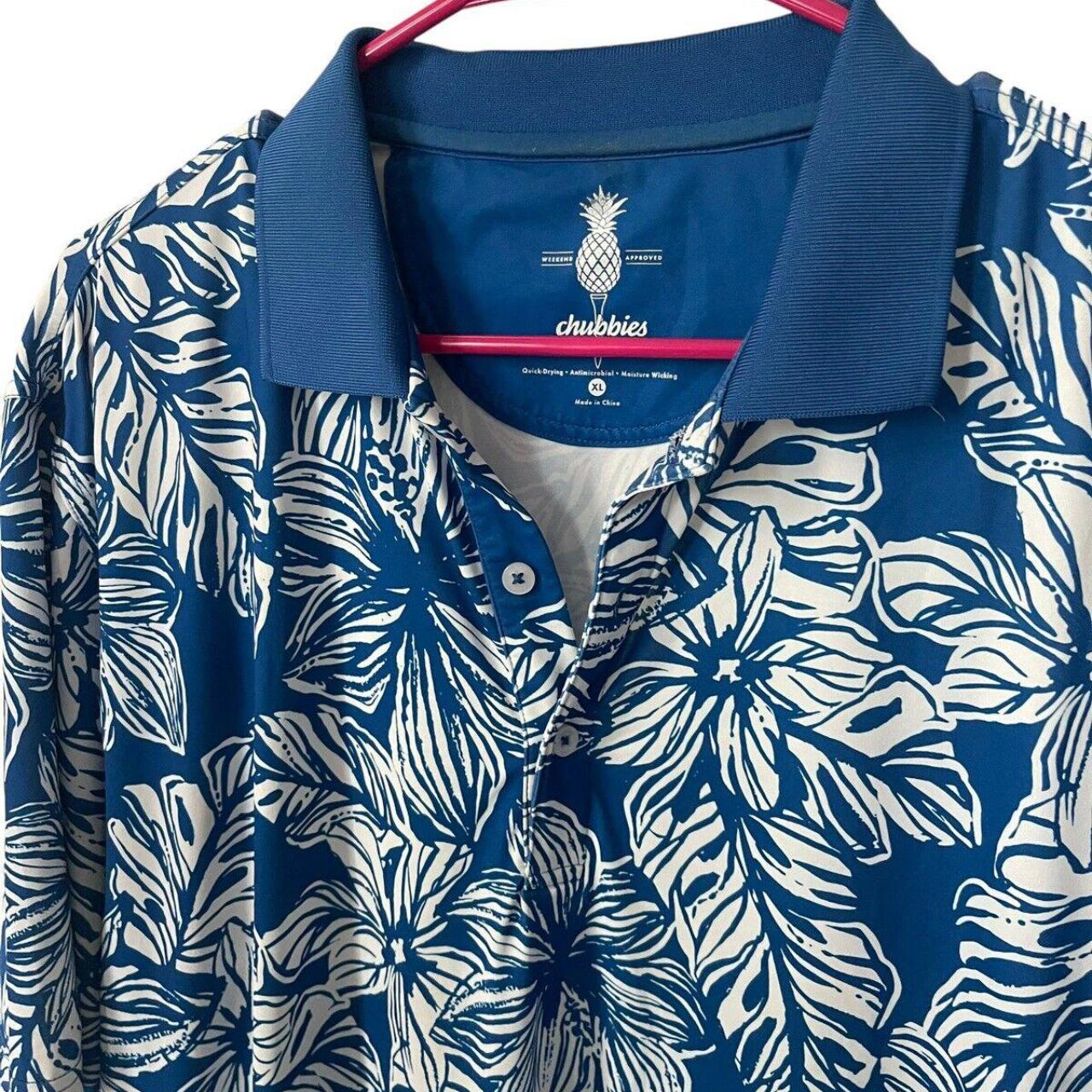 Chubbies Floral Golf Polo Shirt Blue Hawaiian