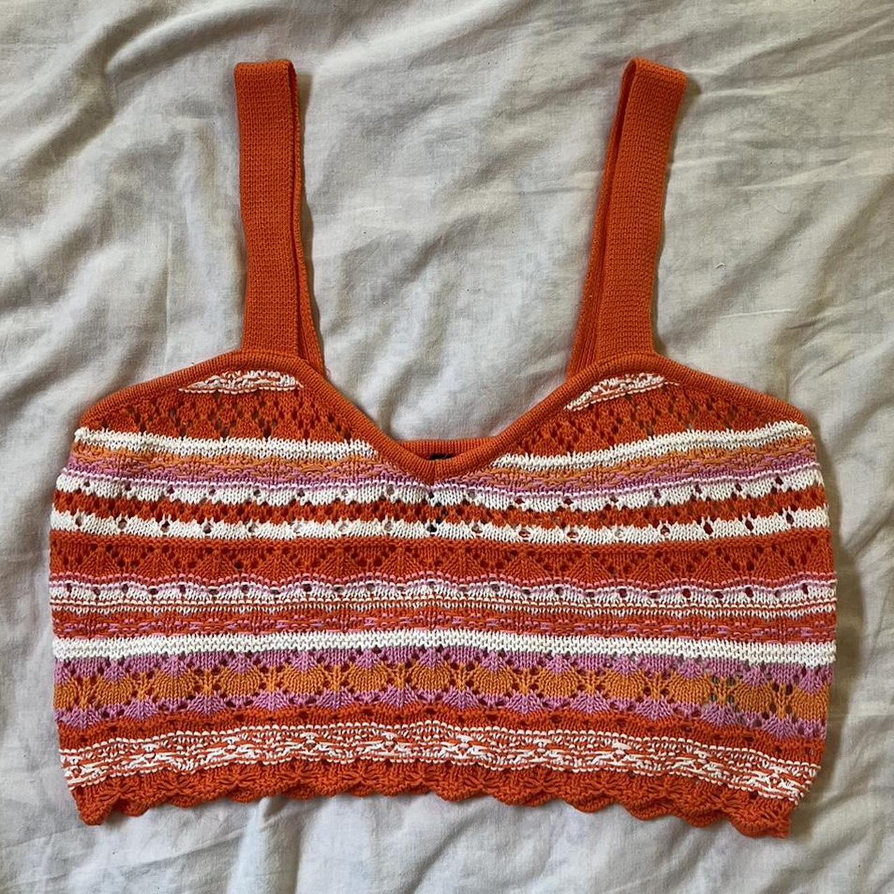 Divided cropped crochet tank - Depop