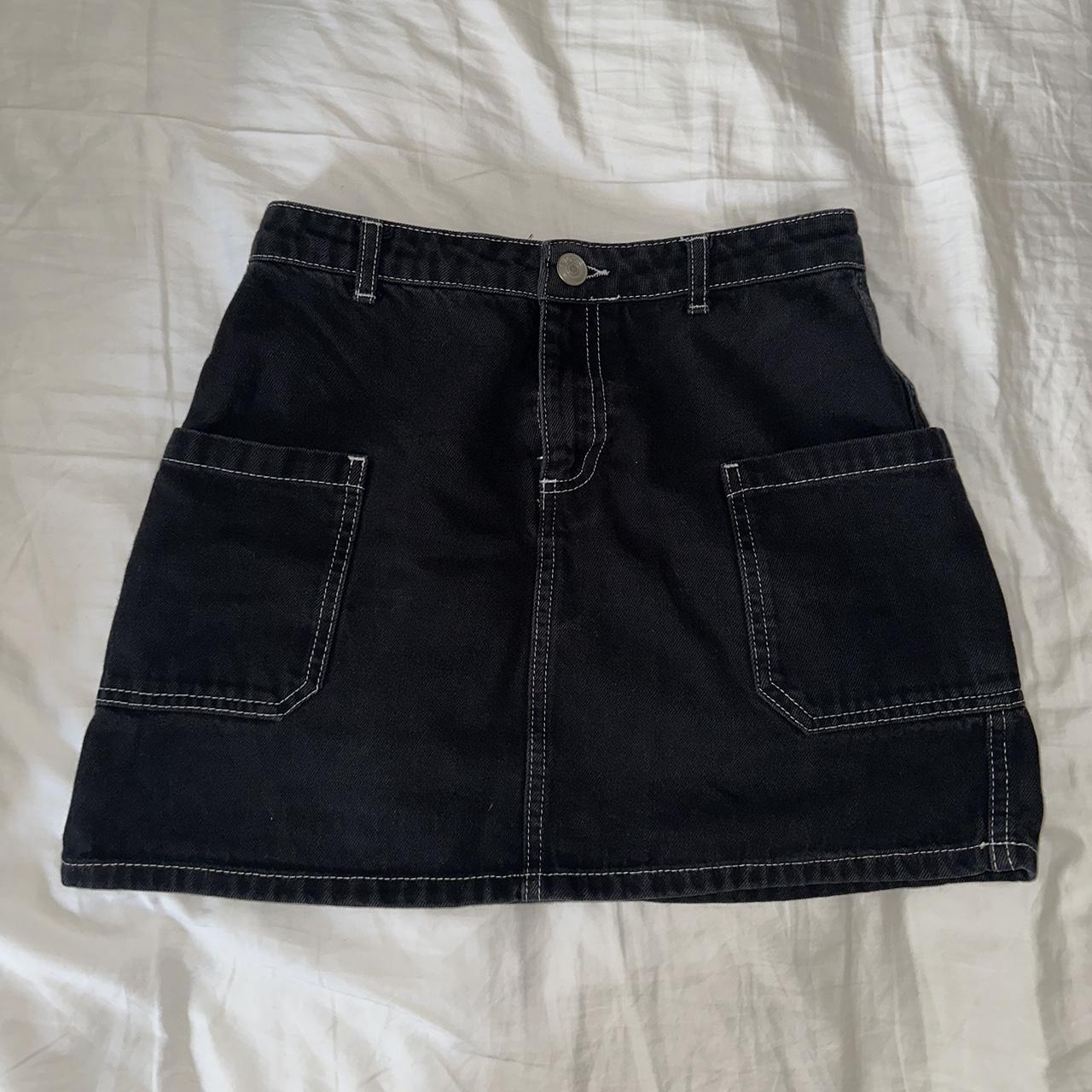 BDG MINI SKIRT IN BLACK WITH WHITE LINING Has a... - Depop