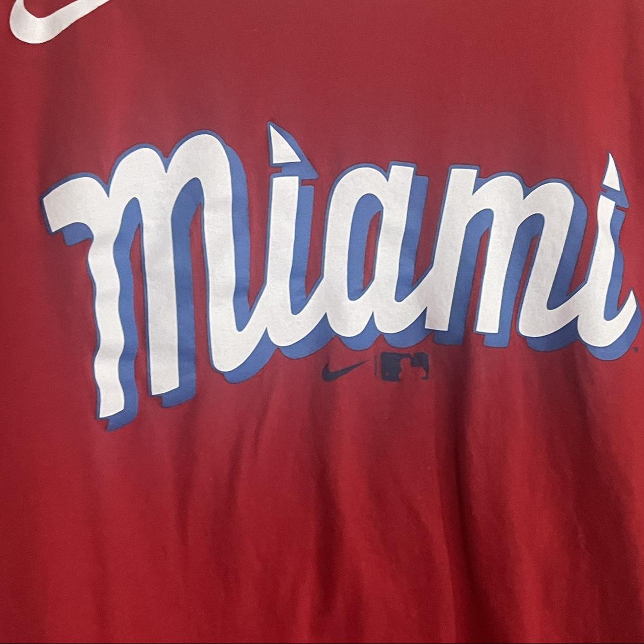 Men's Nike Brian Anderson Red Miami Marlins City Connect Name & Number T-Shirt Size: Medium