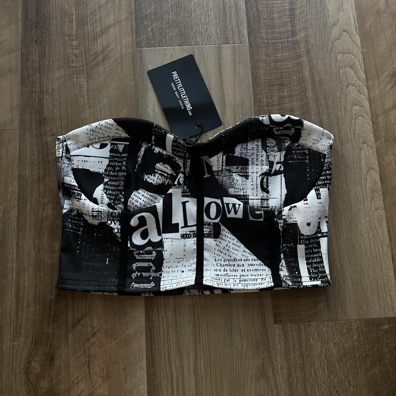 Newspaper print corset crop top🖤 BRAND NEW WITH TAGS... Depop