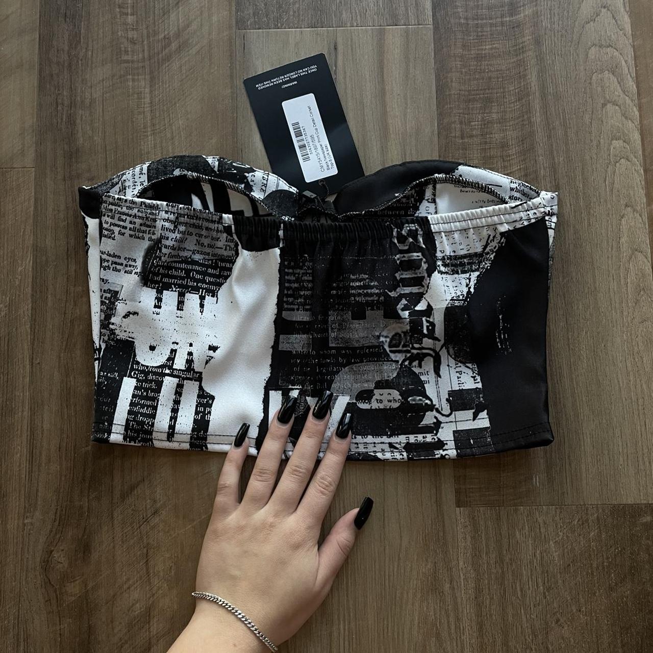 Newspaper print corset crop top🖤 BRAND NEW WITH TAGS... Depop