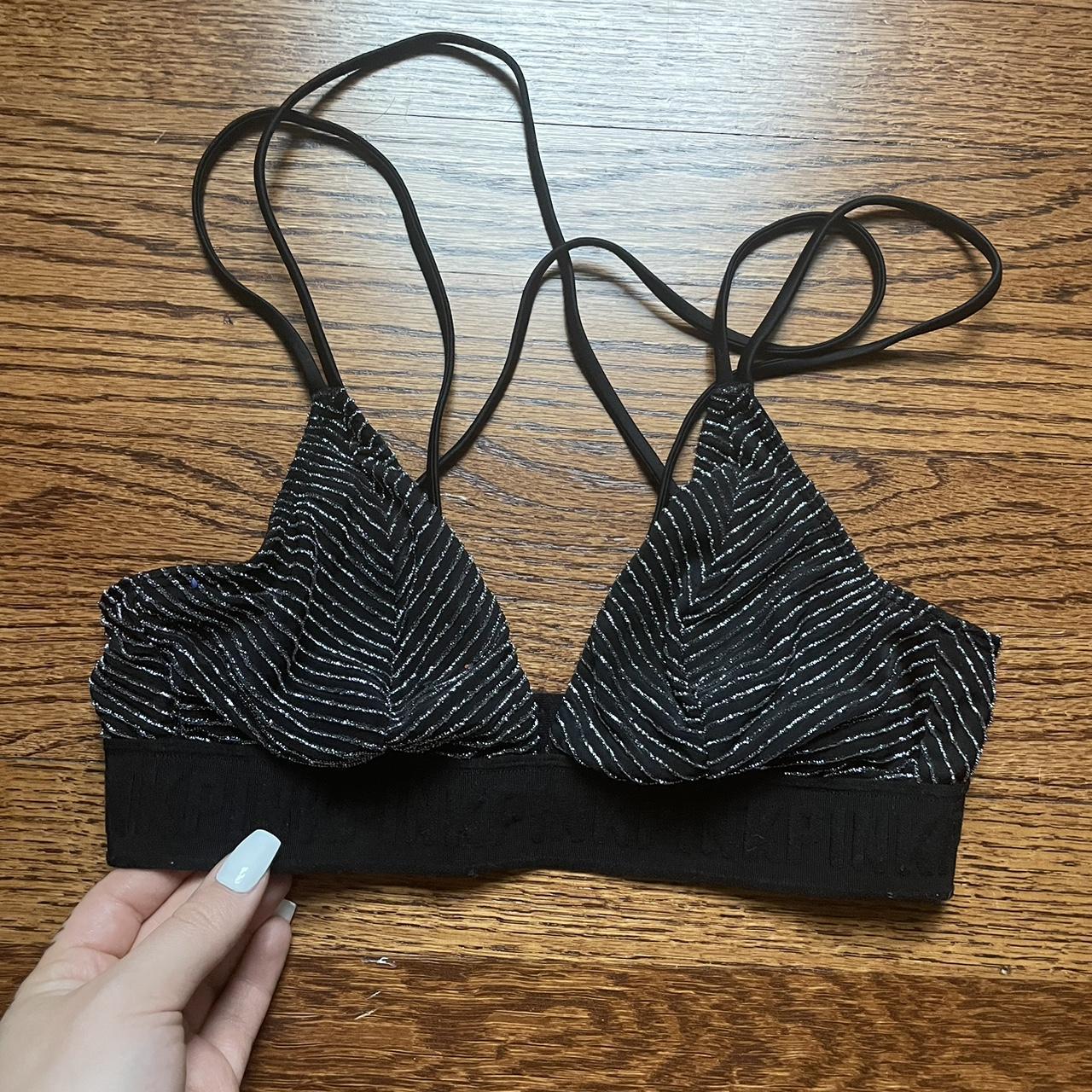 Sparkly black criss cross bralette from Victoria's - Depop