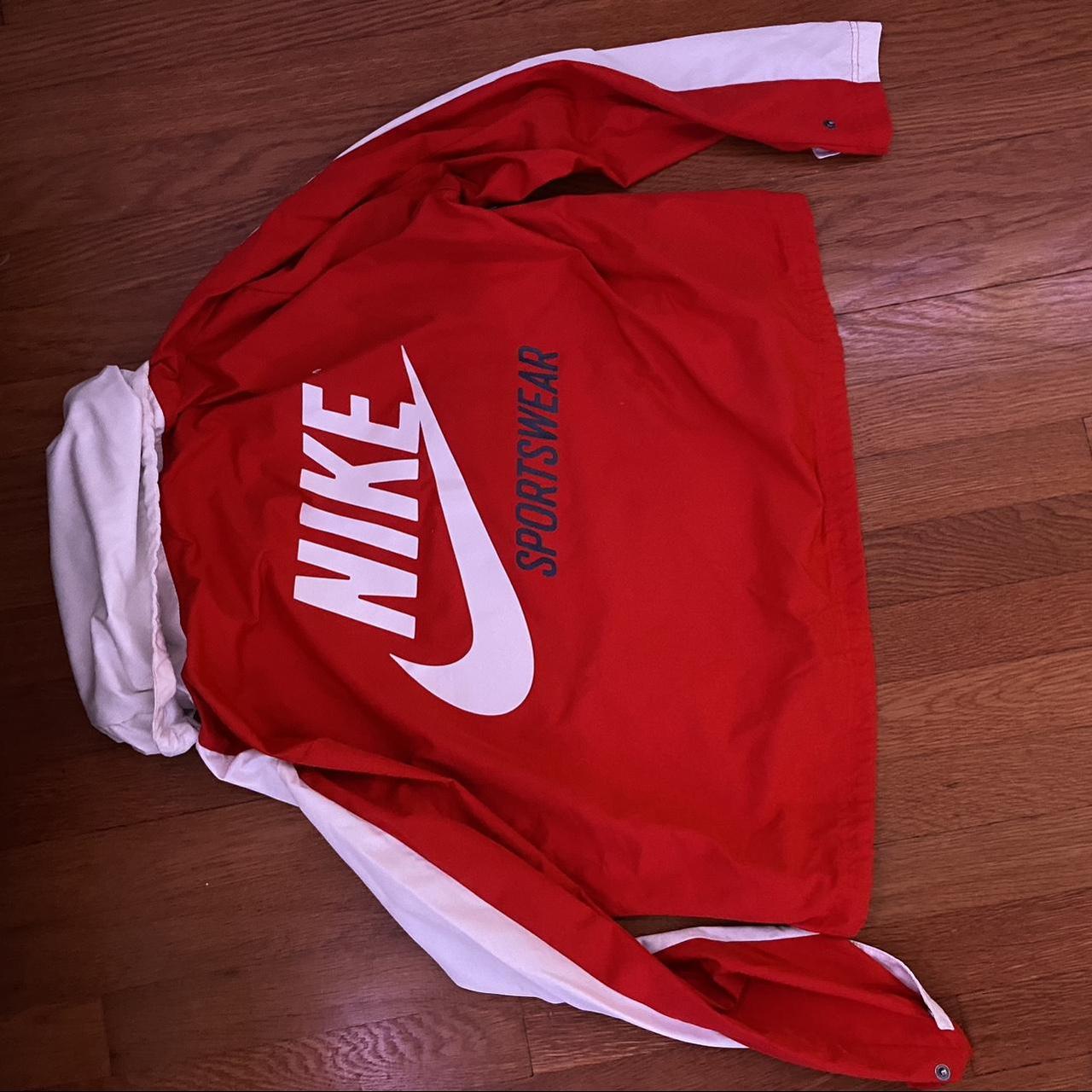 Nike Men's Red and White Jacket | Depop
