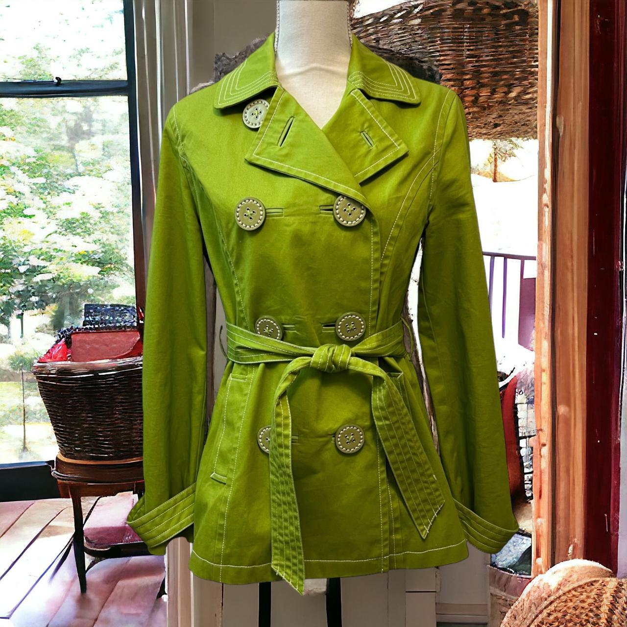 Lime green trench clearance coat