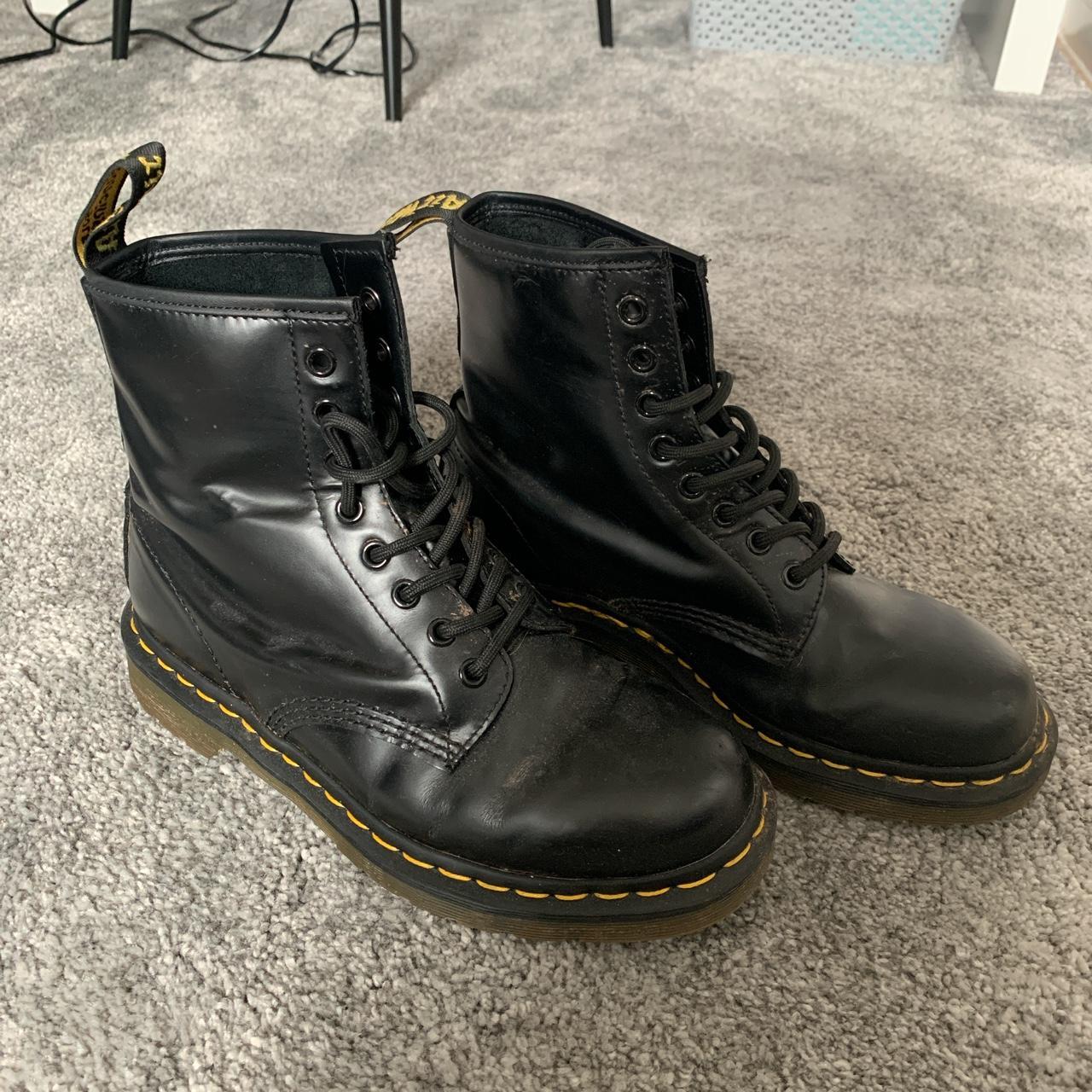 Dr. Martens Women's Black and Yellow Boots | Depop