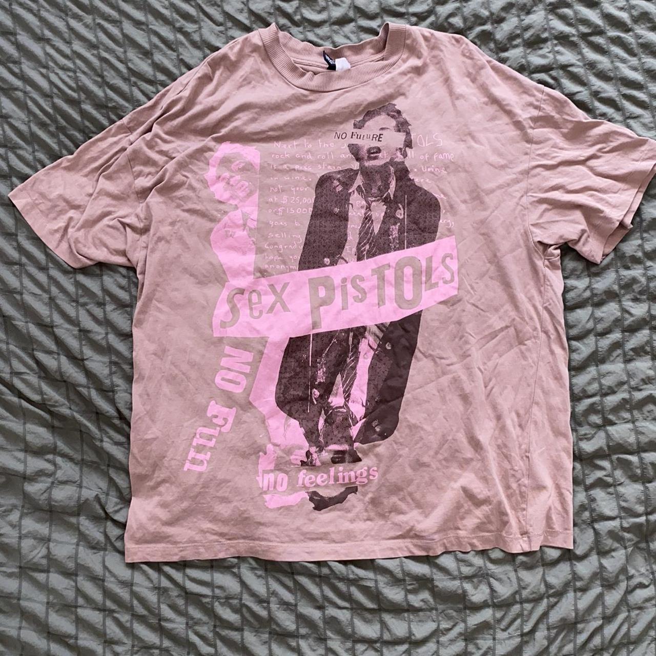 H&M Women's Brown and Pink Tshirt Depop