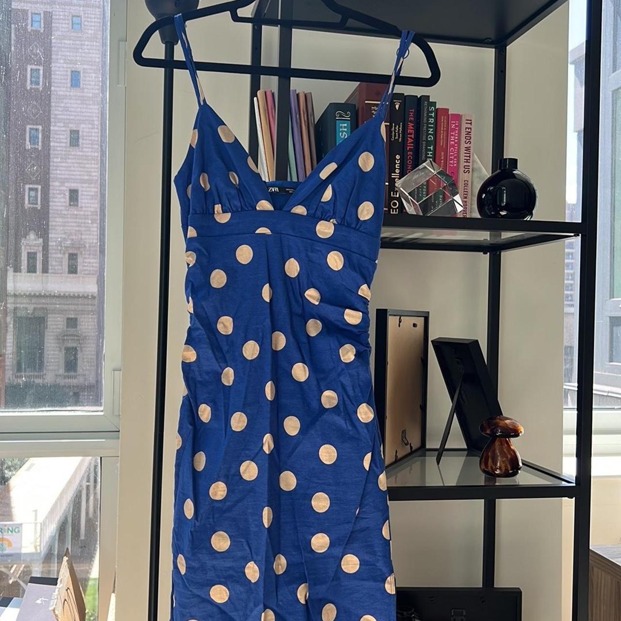 Zara, Dresses, Zara Polka Dot Wrap Dress Blue