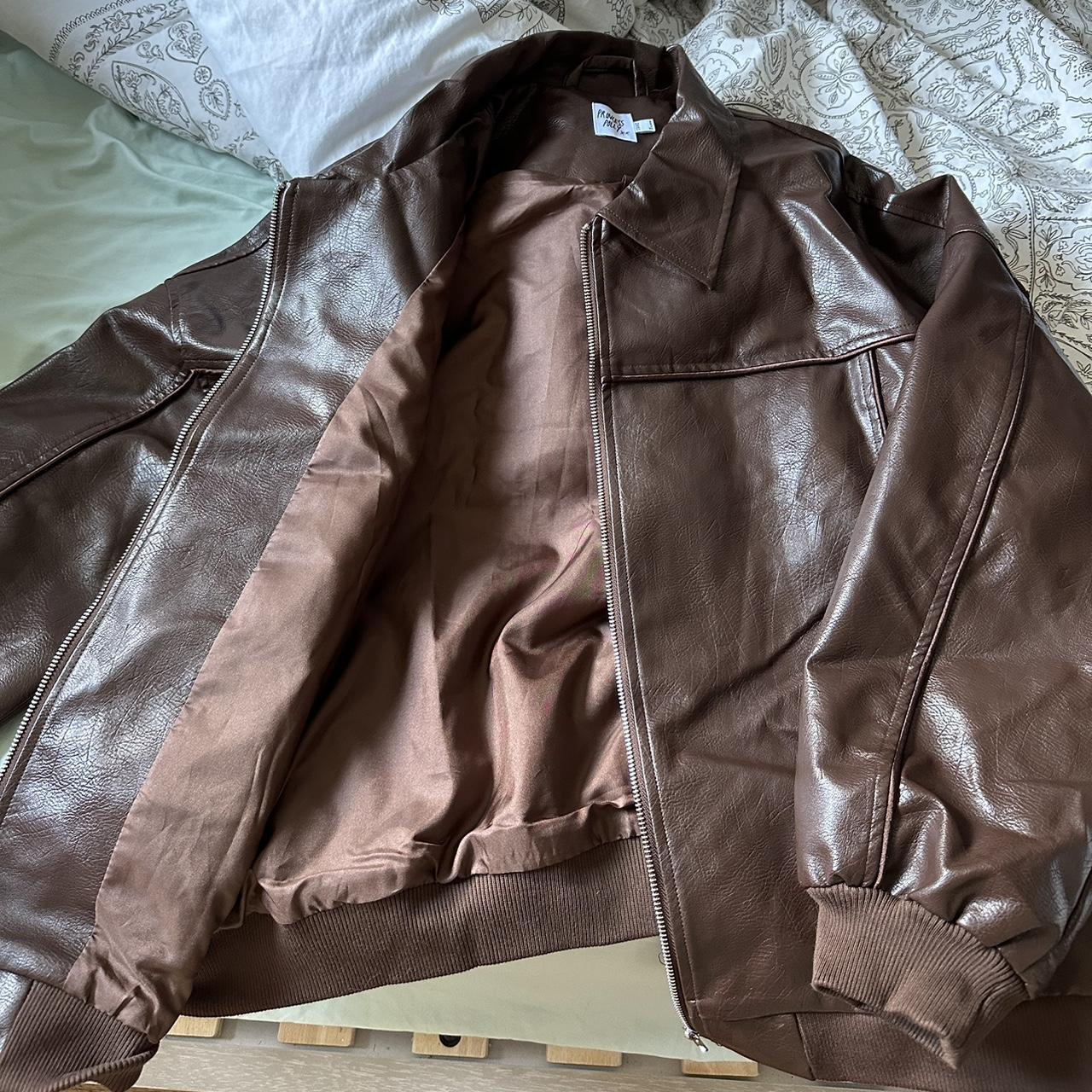 size 4 princess polly faux leather bomber jacket... - Depop