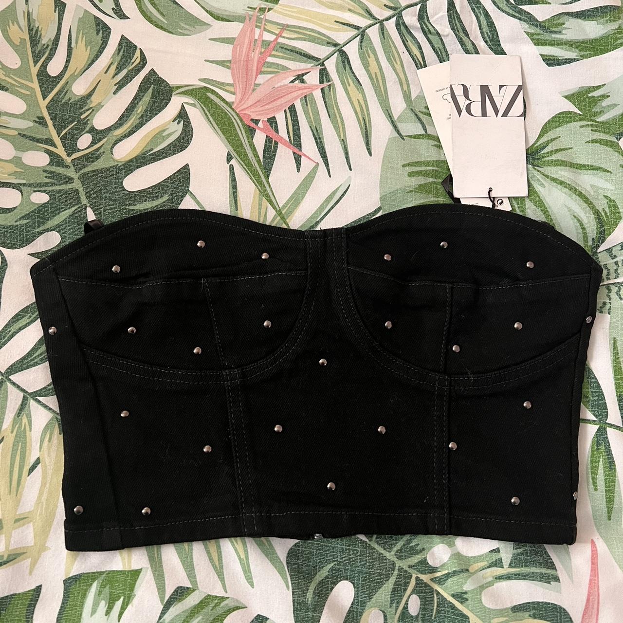 Zara denim studded corset top Brand new with tags... Depop
