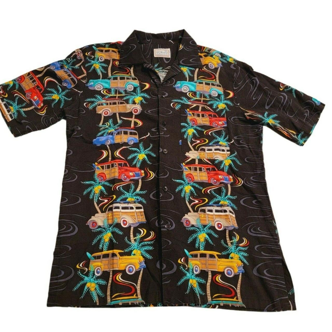 Vintage D'Accord Hawiian Print Shirt with Woodie... Depop