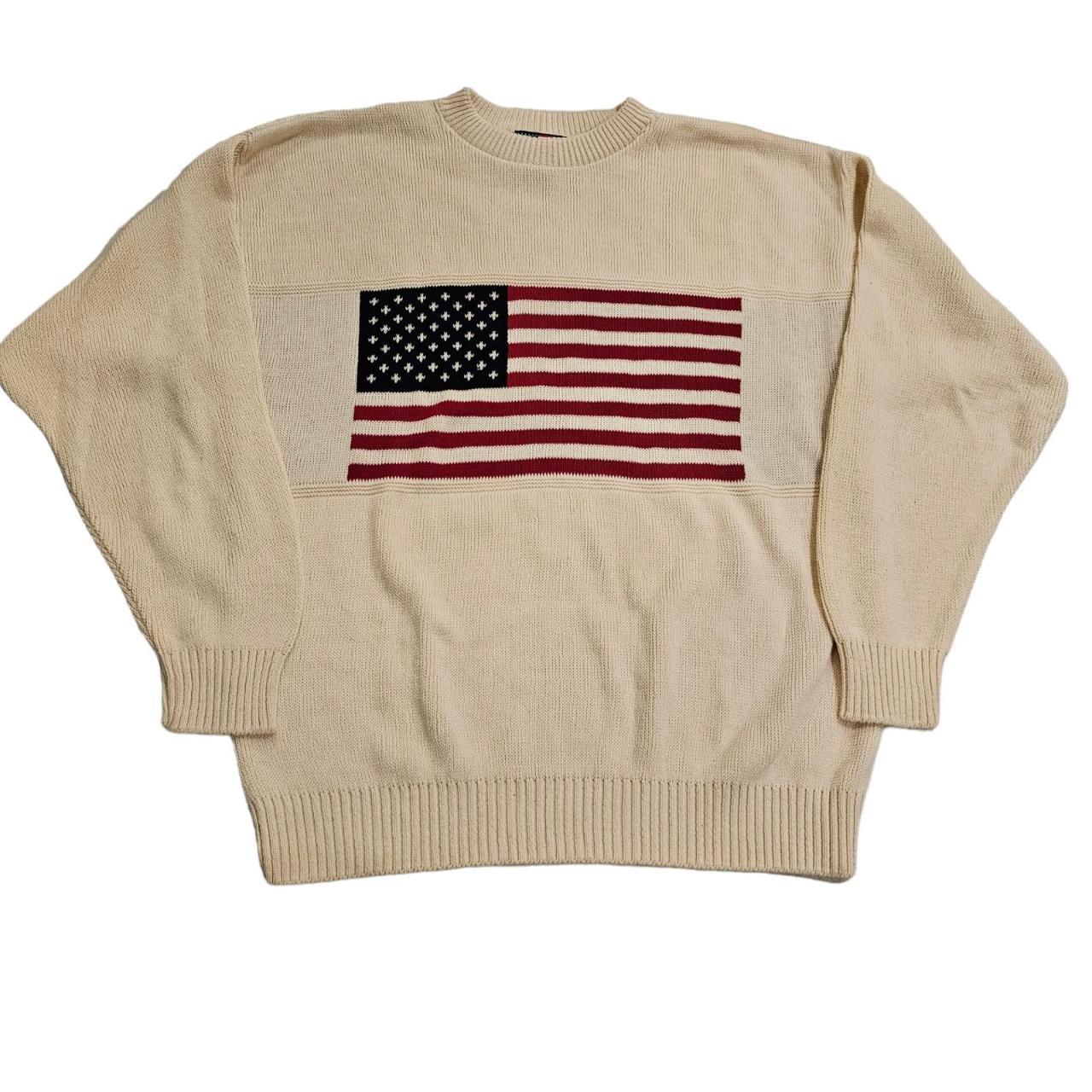 Men's Vintage Flag Sweater Stars and Stripes - Made... - Depop