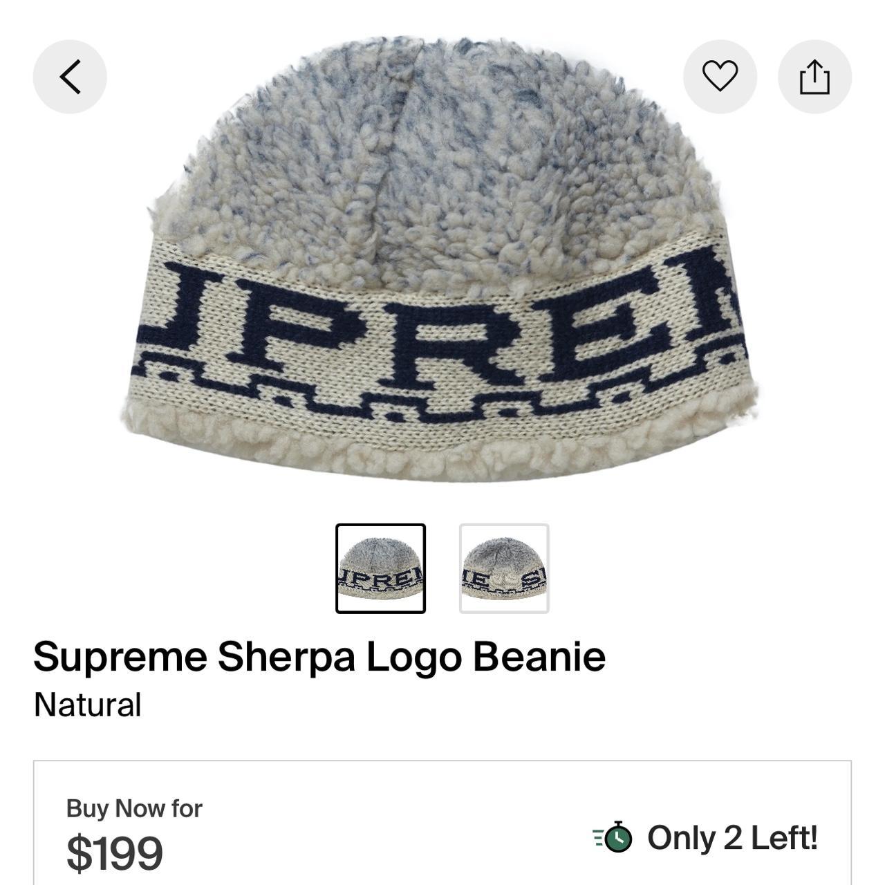 Supreme Sherpa Logo Beanie Natural - FW23 - US