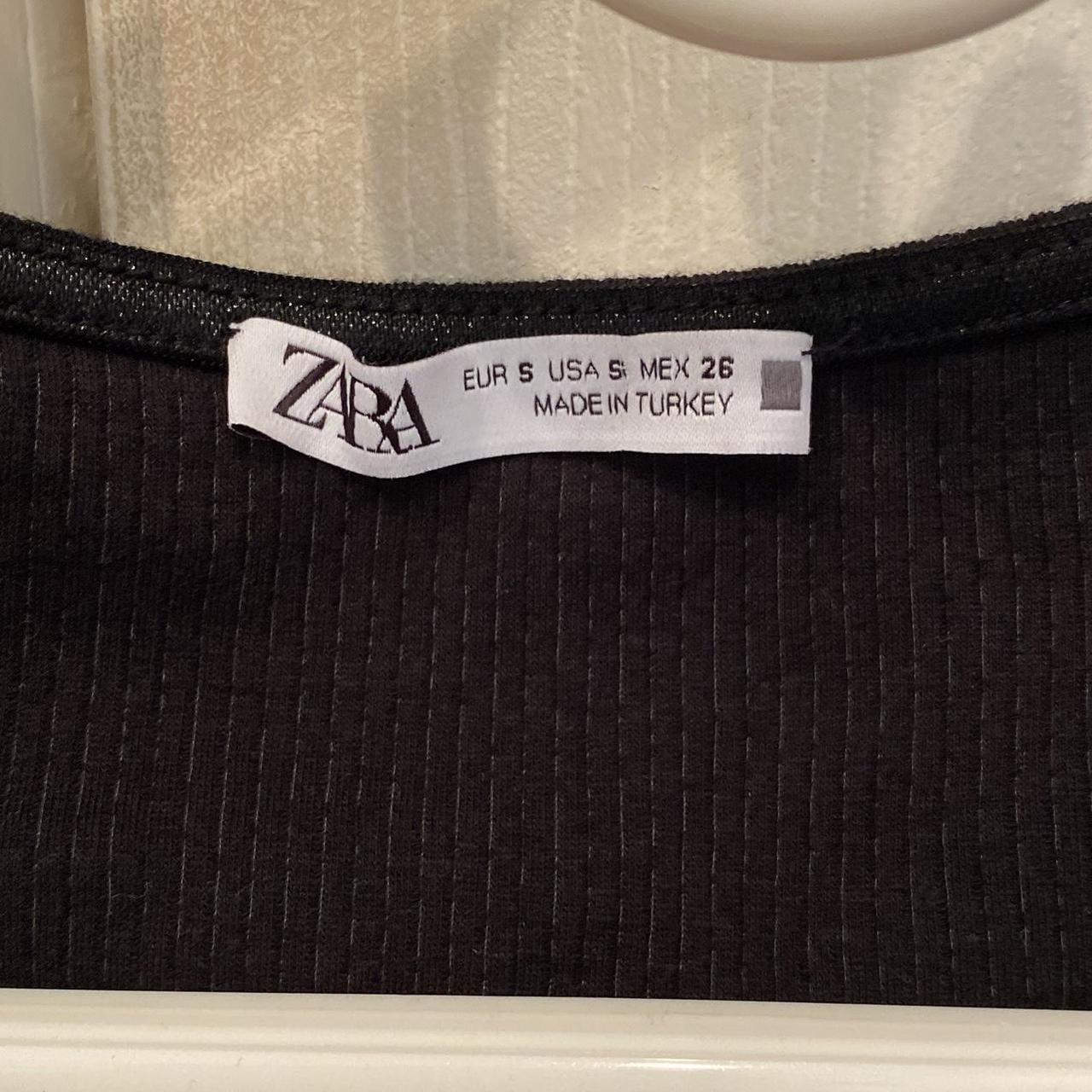 Zara black crop top, v neck, short sleeve Size... Depop