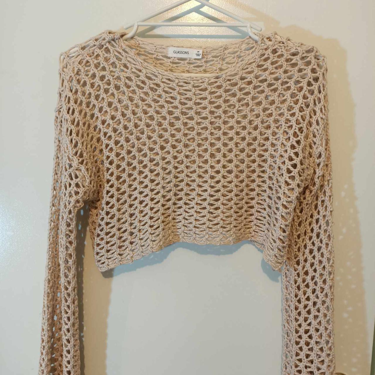 GLASSONS beige crochet crop top • In great... - Depop