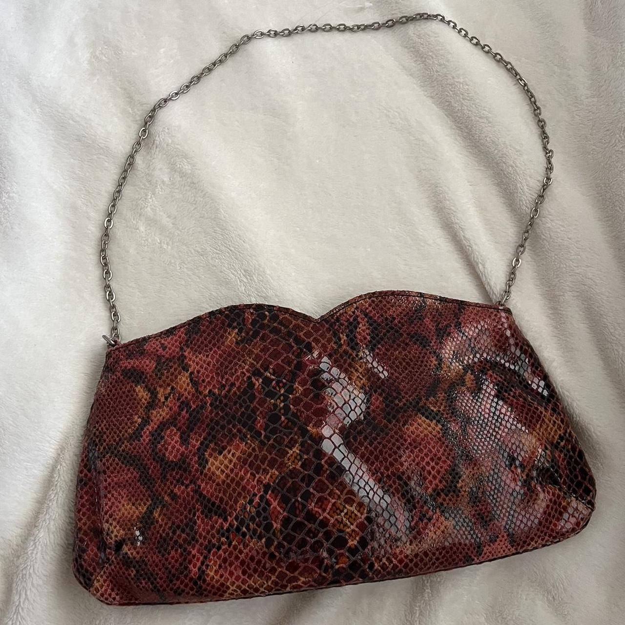 90s Red Snakeskin Vintage Leather Shoulder bag from...