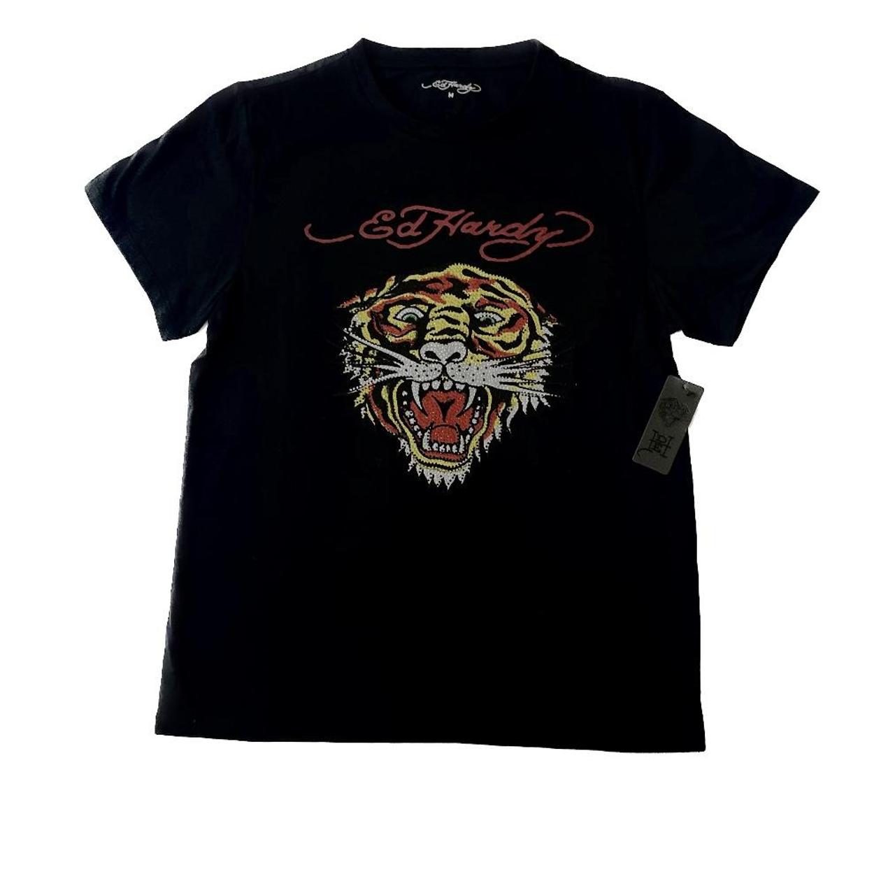 ed hardy shirt w rhinestones size M (runs pretty... - Depop