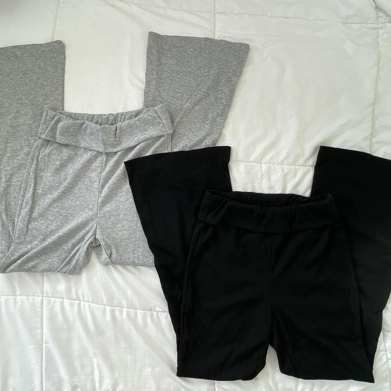 fold over flared leggings gray & black take both... - Depop