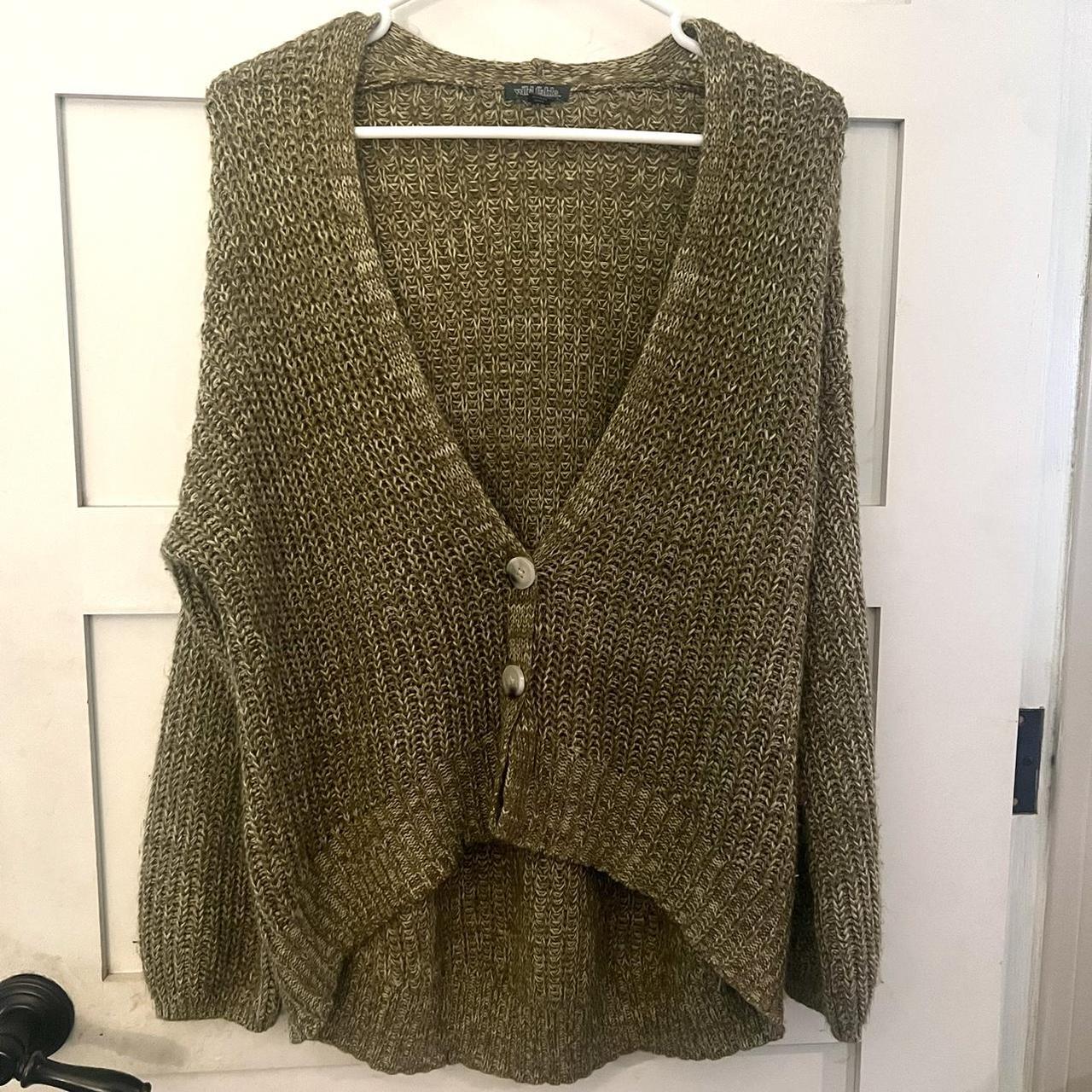 wild fable green knit cardigan!! size xs but fits... - Depop