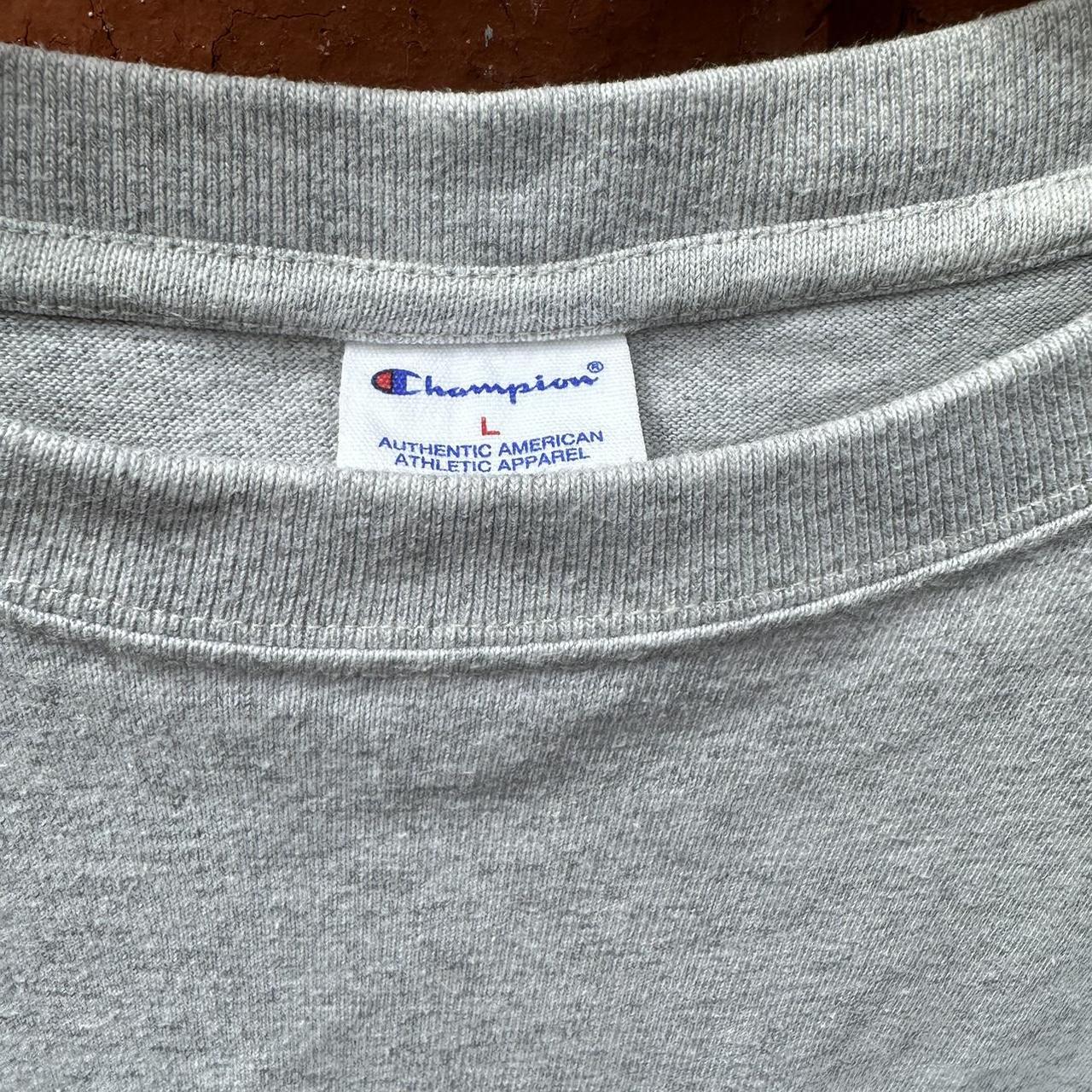 VINTAGE CHAMPION- Grey t-shirt Size- L fits like a... - Depop