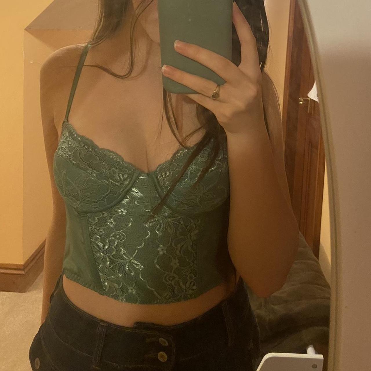 Urban outfitters green corset top •Size small •Only... Depop