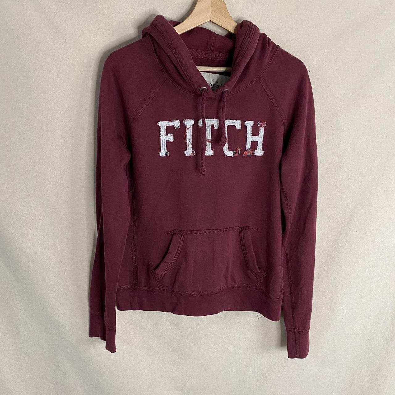 Abercrombie & Fitch Women's Burgundy and White Hoodie | Depop