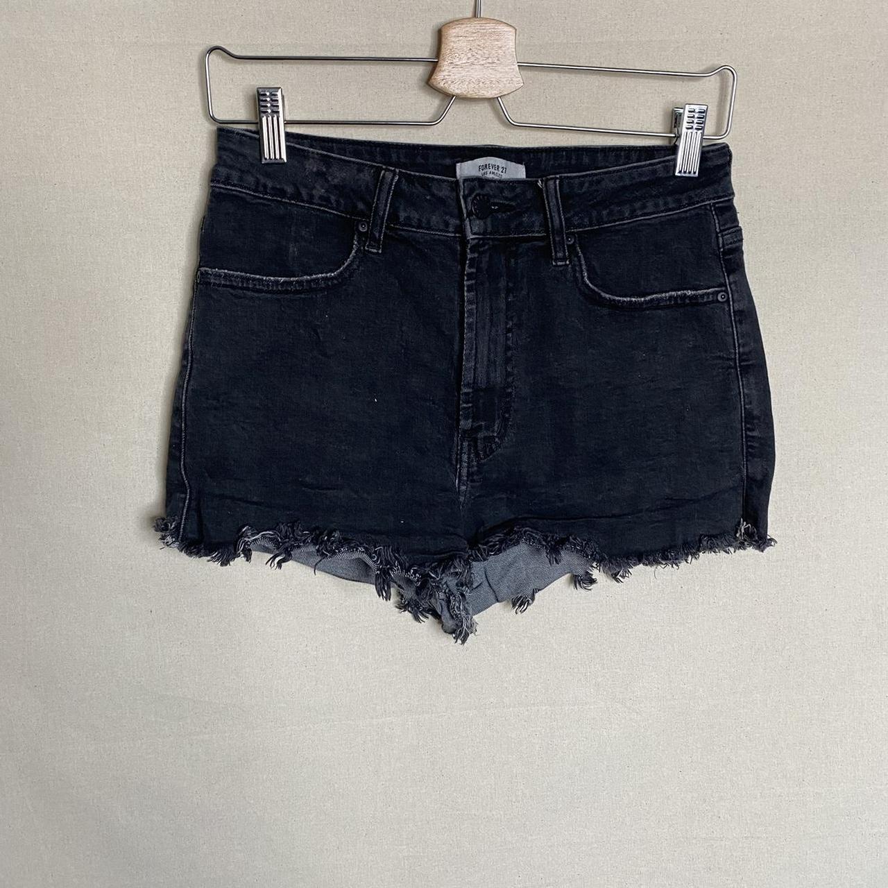 Forever 21 Mini Denim Shorts - black with zip &... - Depop