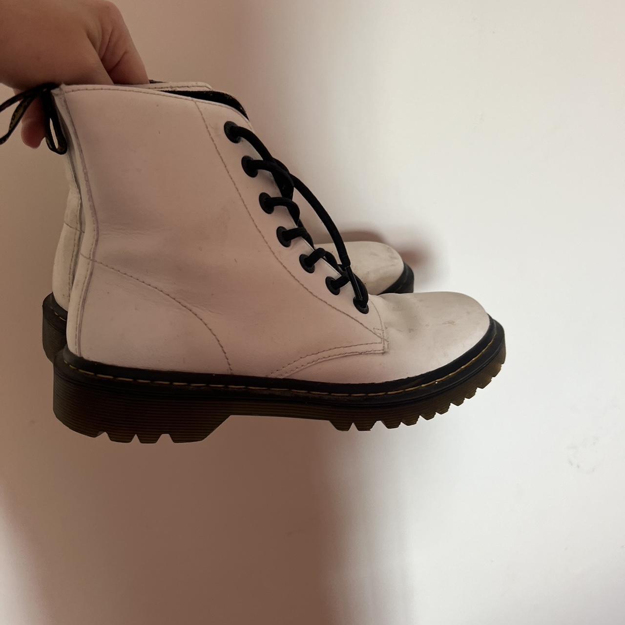 white doc martens! sort of dirty/scuffed but Depop