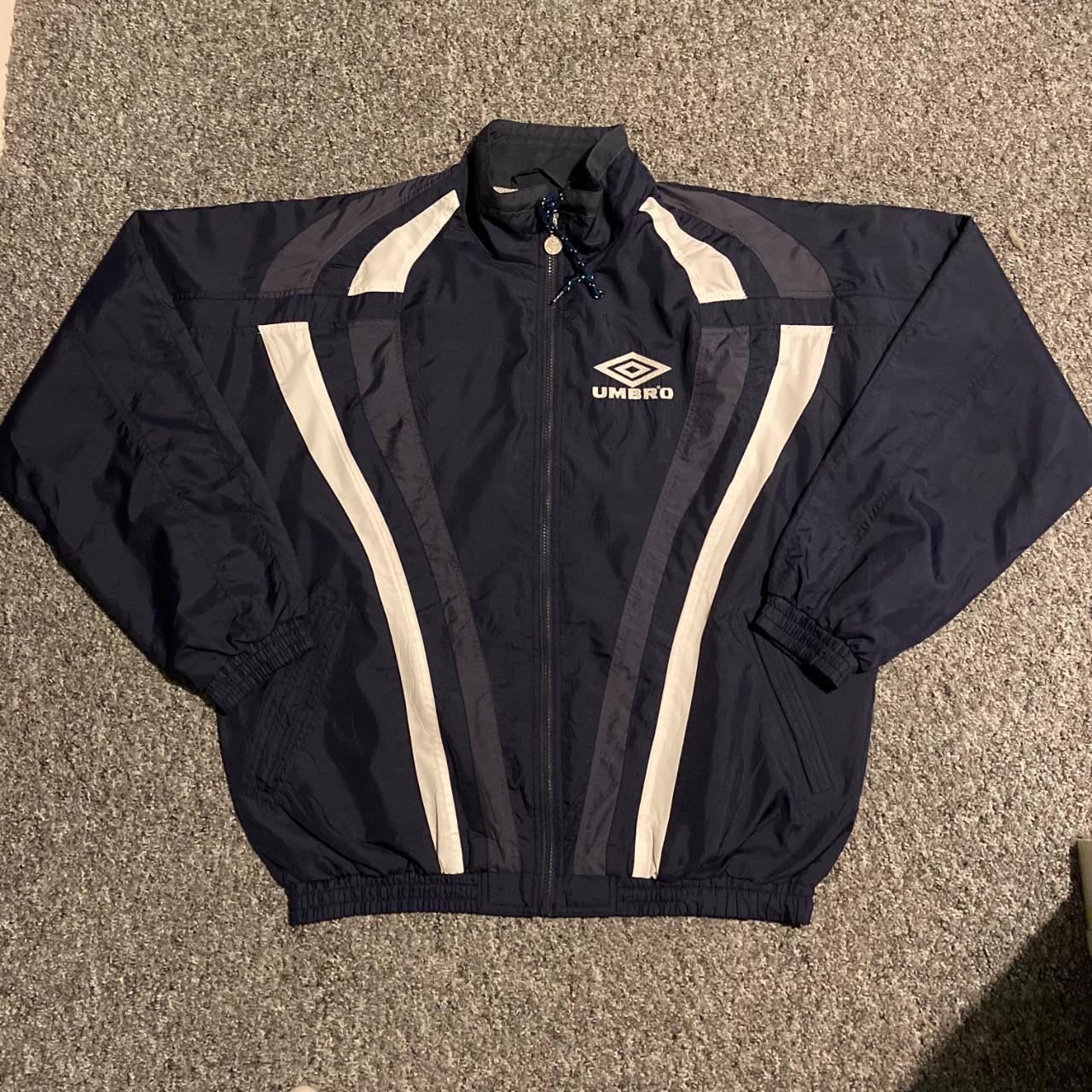 Vintage Umbro Windbreaker Jacket 1990s Navy... - Depop