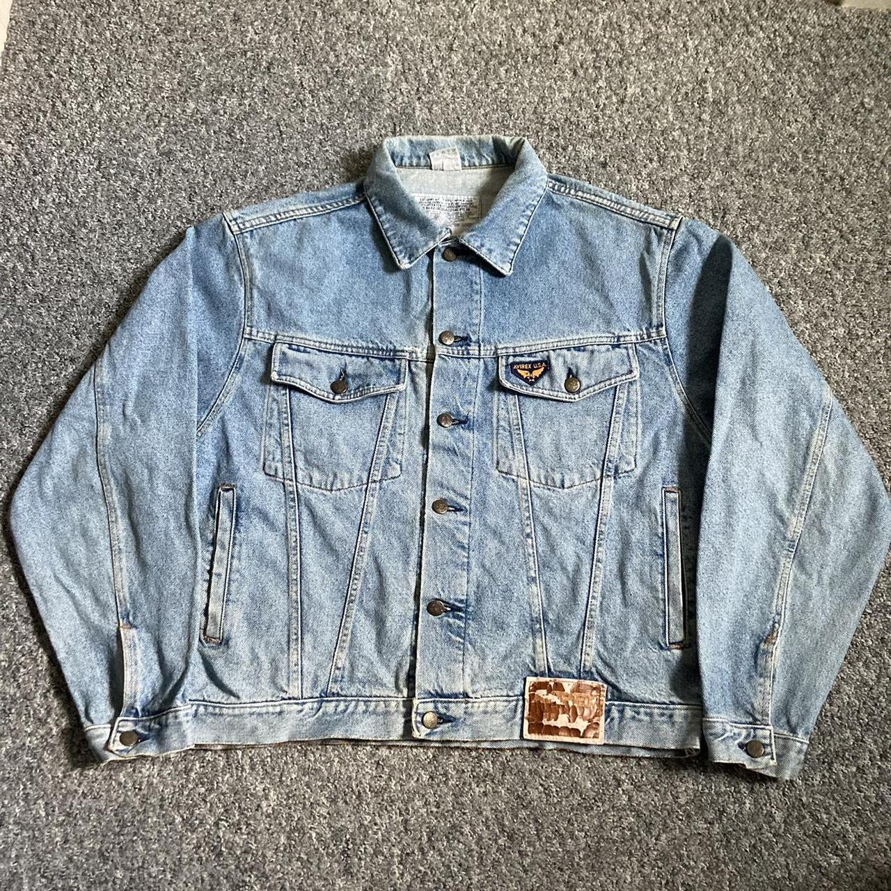 VTG Avirex Denim Jacket Light Blue 100 Cotton Made. Depop