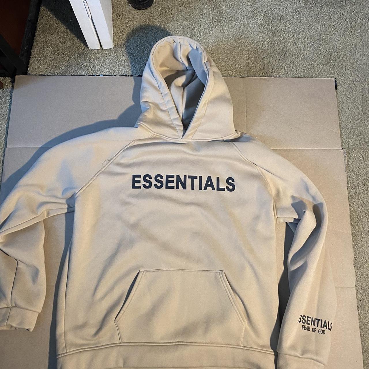 Essentials Men's Cream Hoodie Depop