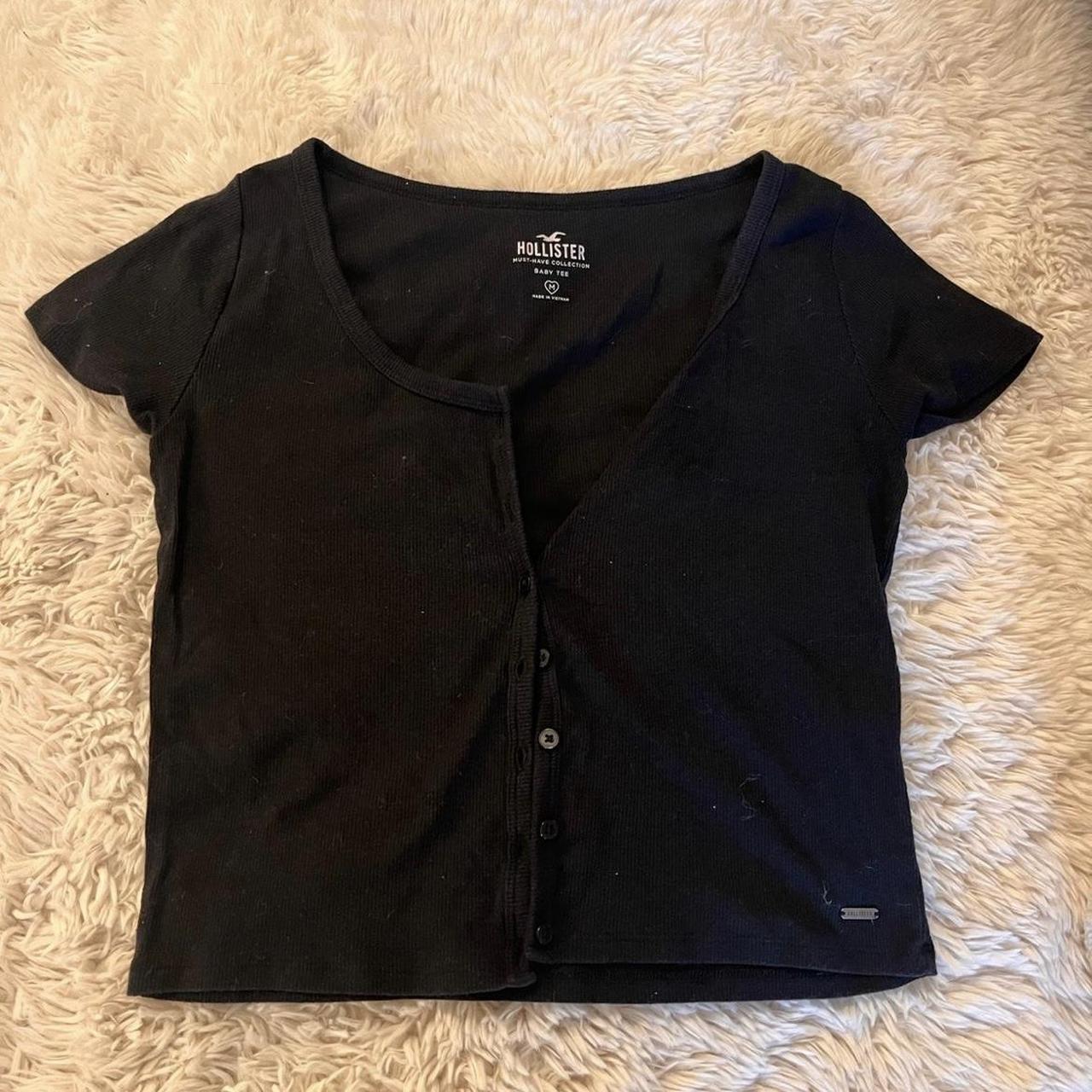 Black cropped button shirt In great condition Depop