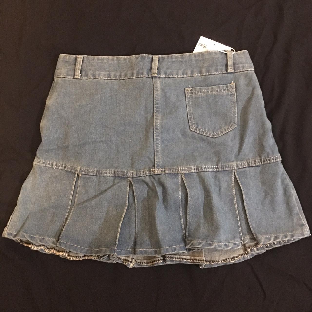 Mini denim skirt with belt - Depop