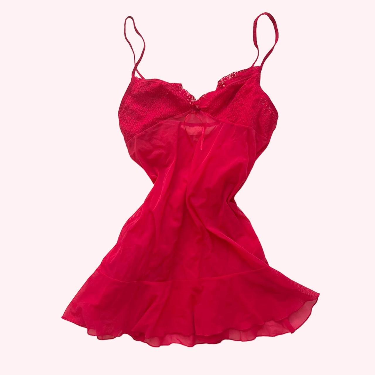 y2k coquette sheer red victoria's secret ruffle and... - Depop