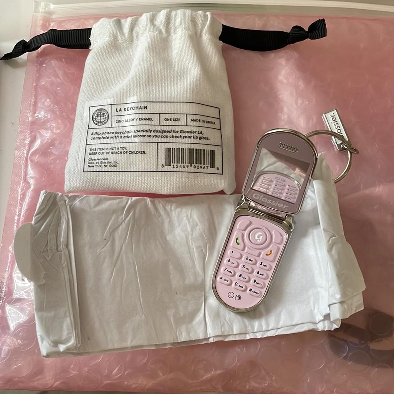 NEW Glossier LA Flip Phone Cell Mirror Keychain