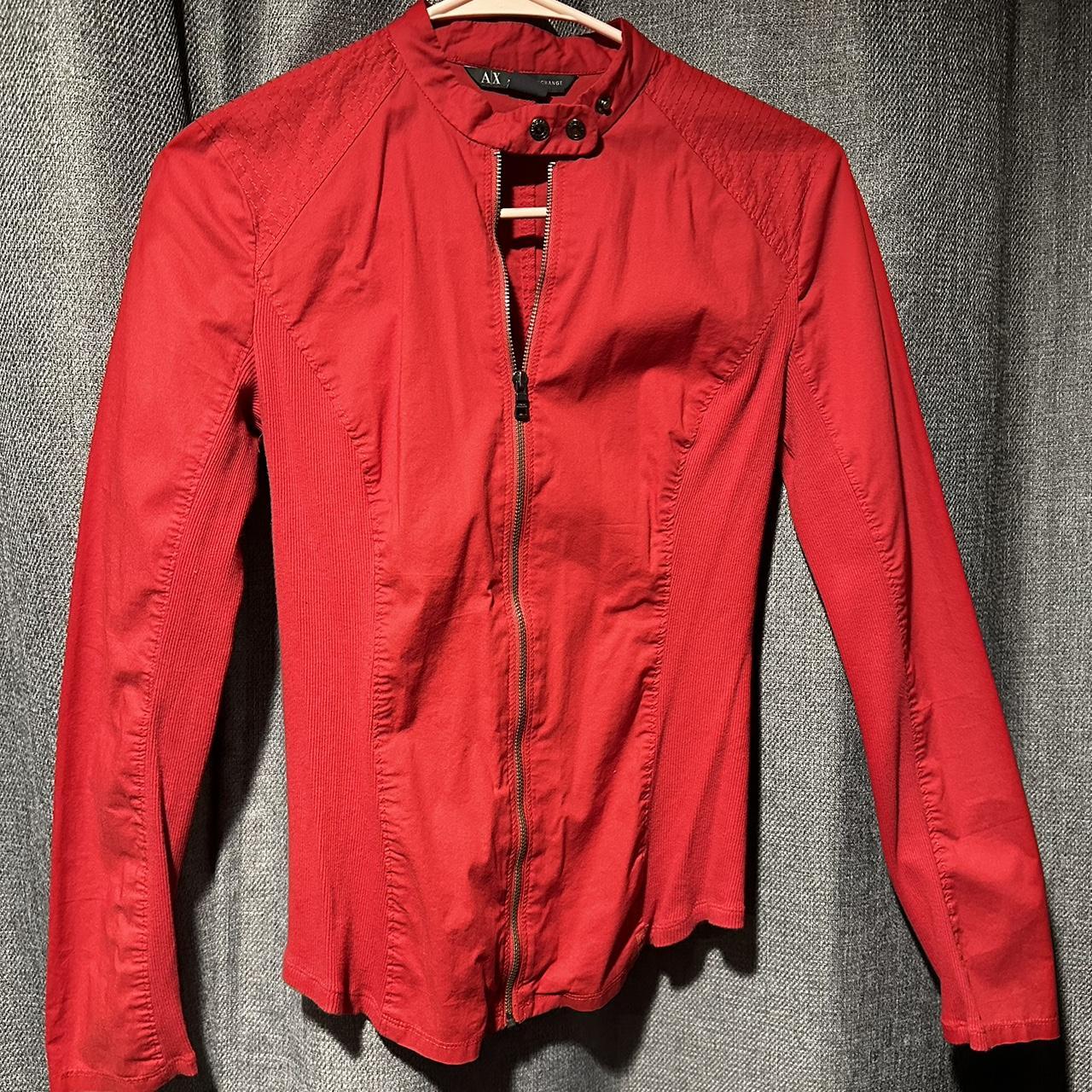 Armani Exchange red lightweight zip up jacket no Depop