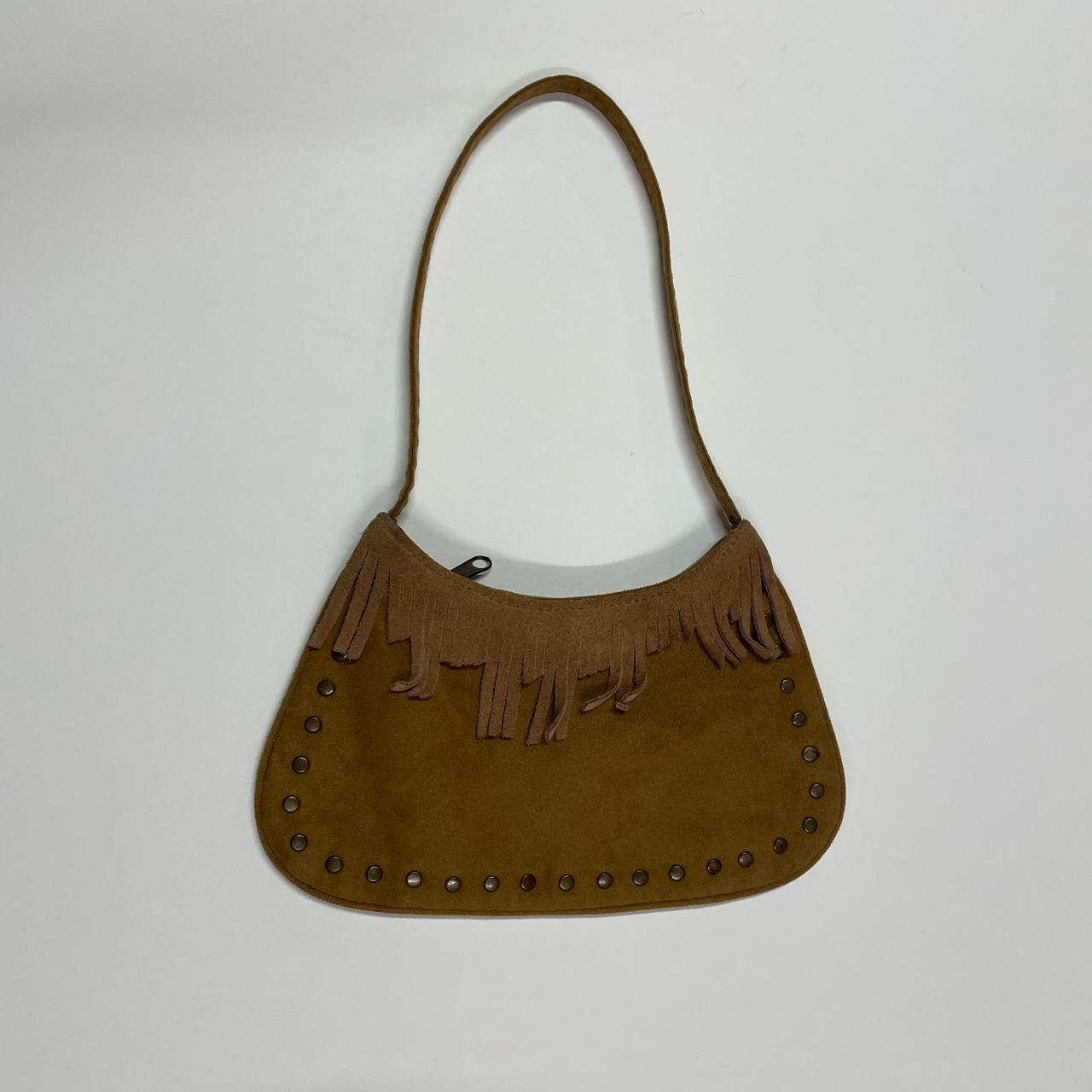 Suede Fringe Studded Cross Body Bag