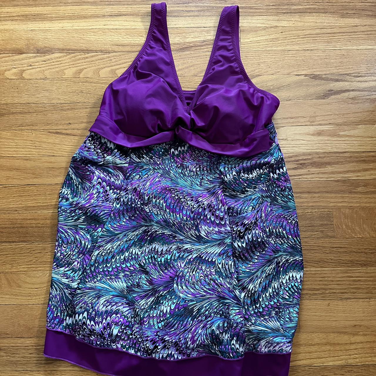 Purple swimsuit, one piece #swimsuit #plussize - Depop